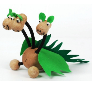 Gerlich Holzpuppe Dreiköpfiger Drache